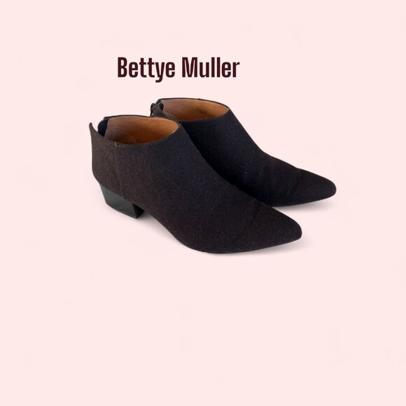 Bettye Muller Quill Wool Ankle Boots – Women’s Size 8.5, Rich Dark Shade - Picture 1 of 7